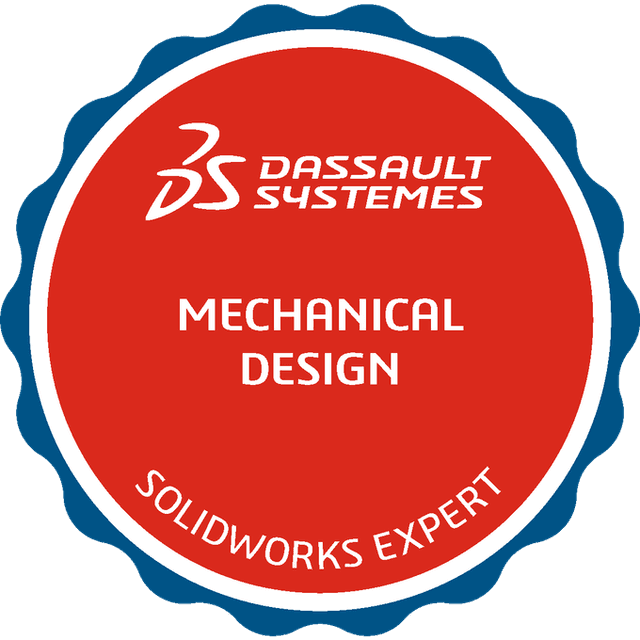Solidworks certificate badge achieved by passing the Solidworks Expert Badge Exam
